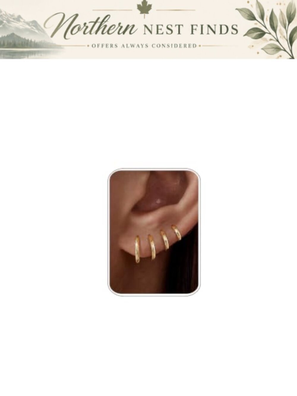 14k Gold Plated Stainless Steel Hoop Sleeper Earrings Hypoallergenic Set